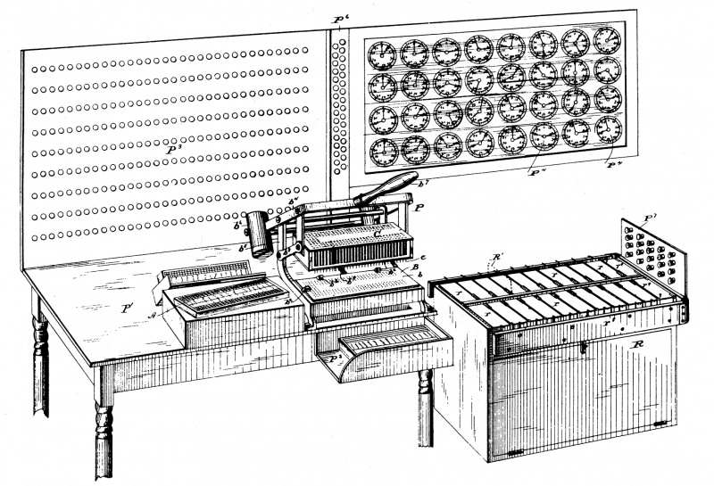 Hollerith's machine from his 1887 patent.