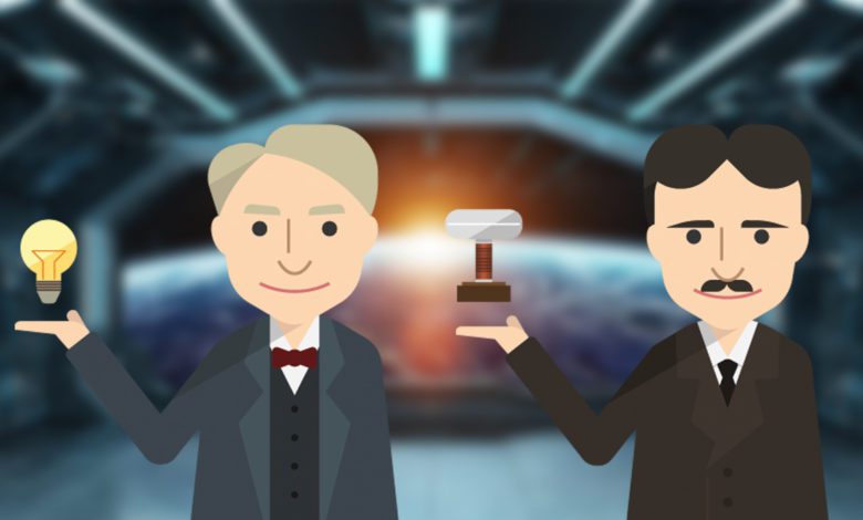 Thomas Edison and Nikola Tesla as Science Fiction Characters