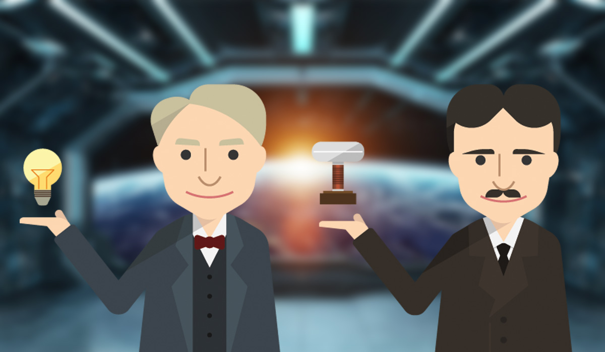 Thomas Edison and Nikola Tesla as Science Fiction Characters