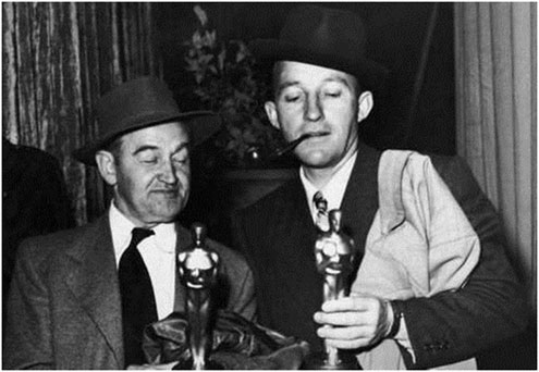 Bing Crosby (right) and co-star Barry Fitzgerald with their Oscars from the 1944 film “Going My Way.” (Photo: Courtesy of BCE Inc.)