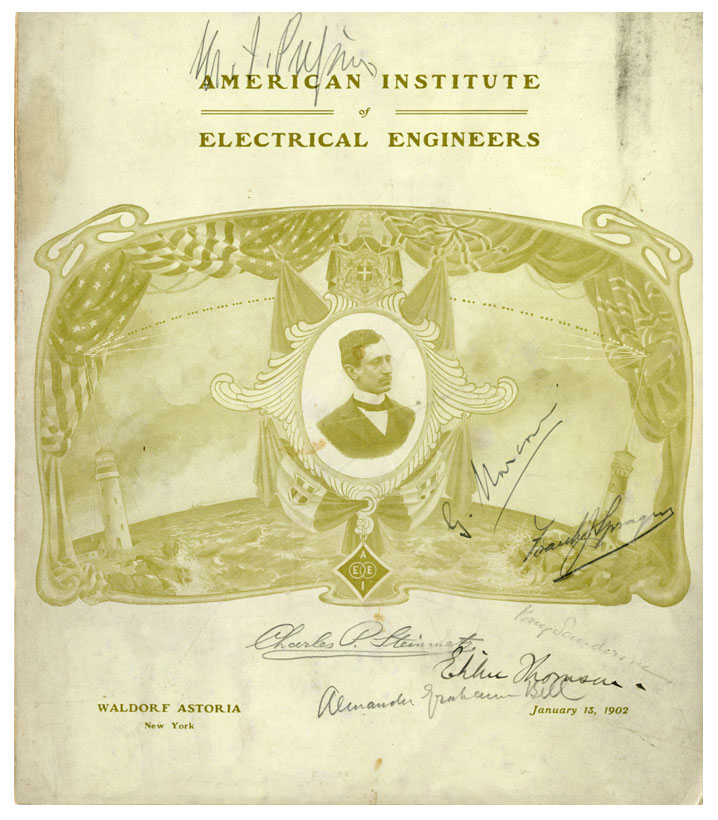 The original program for the AIEE 1902 Annual banquet